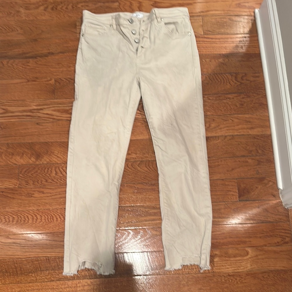 Stylish Cream Button-Fly Pants